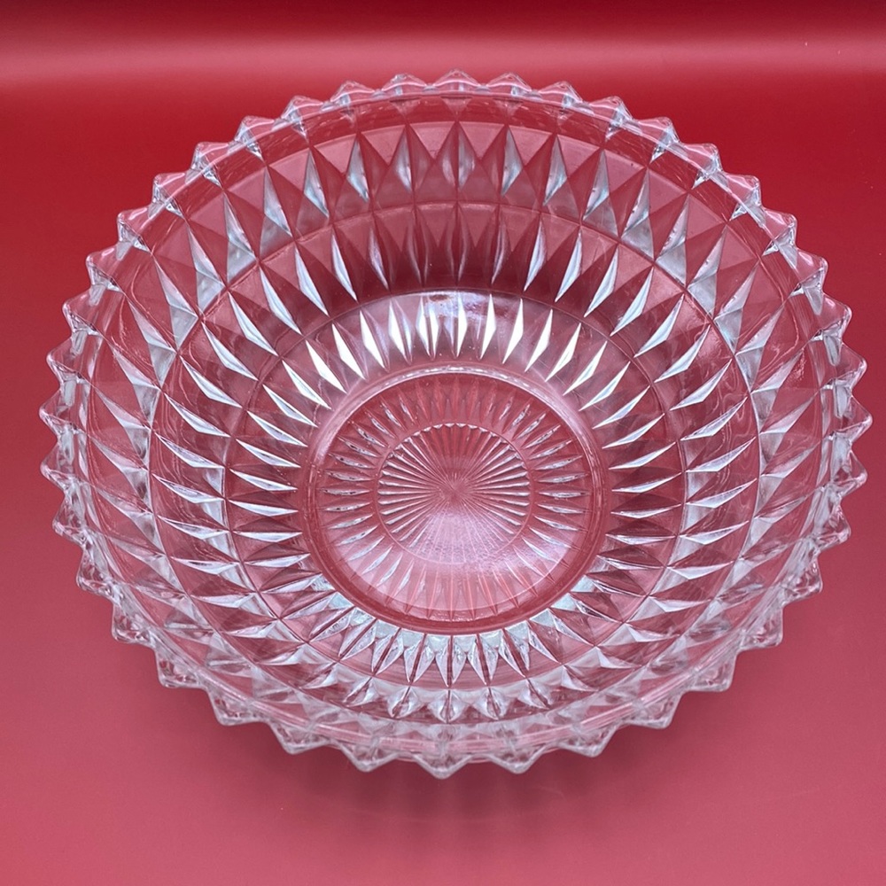 Vintage Diamond Pattern Glass Bowl